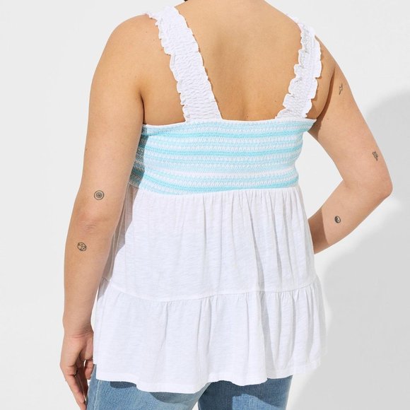 NWT Plus Size 5X TORRID Cotton Modal Slub Square Neck Smocked Babydoll Tank top - Picture 2 of 4